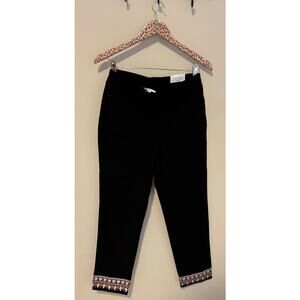Chico's So Slimming Brigitte Embroidered Hem Ankle Pants sz 4